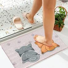 1 件舒适仿羊毛猫图案防滑地毯 - 非常适合浴室、厨房和入口 | 可机洗、吸水、防污 | 理想的家居装饰礼物 - 彩色 - 查看 9