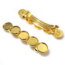 2个铜质发夹发箍夹子，空白底座，适用于12mm凸面宝石，DIY珠宝制作配件。