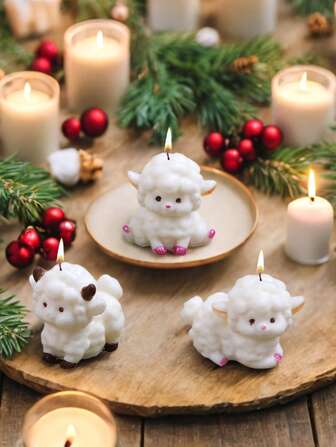 1pc Cartoon Sheep Silicone Mold, 3D Plaster Ornament Mold, Scented Candle Mold, Creative Silicone Mold