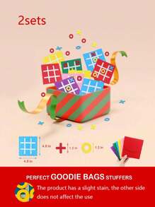 4件/8件/16件井字棋棋盘游戏，随机多色家庭策略棋盘游戏，毛毡迷你九宫格，生日派对旅行礼物，适合礼品袋填充，带信封的礼物，易于存放和收纳，奖品 - 彩色 - 查看 4