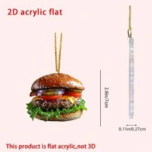 1 件亚克力汉堡装饰适合悬挂在汽车后视镜上 - 小掛件 - 查看 6