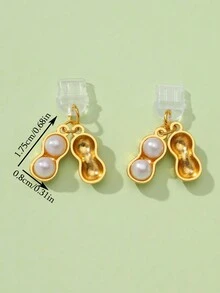 全新设计花生形防尘盖，哑光金色，可打开吊坠配仿珍珠，手机充电口防尘塞配件，情侣/BFF 手机防尘罩塞 - 紅色花生 - 查看 7