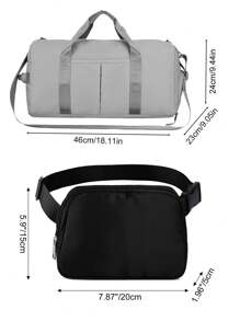 大容量運動包，附有鞋收納格，乾濕分離、防水，適用於瑜伽、健身、旅遊和休閒，可當做背包、斜背包或手提包旅行包 - 淺灰色 - 查看 3