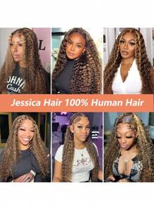 Lace Front Wigs Pre Plucked With Baby Hair 180% Density 13x4 Lace Front Wigs Water Wave 4/27 Honey Blonde Color For Women Wet And Wavy Curly