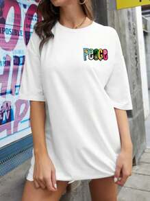 2 件爱、和平字母图形织物补丁，卡通风格刺绣缝制贴花，DIY 工艺品，适用于衣服、鞋子、包包等。 - 彩色 - 查看 4