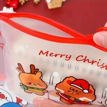 Bộ 12 tập tài liệu PVC khóa kéo hoạt hình Giáng sinh, Túi đựng đồ dùng văn phòng phẩm trong suốt chống thấm nước dễ thương, Quà tặng đa năng cho bạn bè và đồng nghiệp - Trong sáng - Xem 2