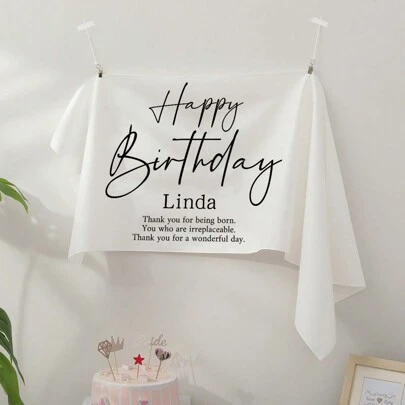 1個 カスタマイズ可能な誕生日パーティー バックドロップ 吊るし布製フォトプロップ装飾バナー