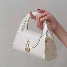 Ví cầm tay màu trắng sang trọng có khóa vàng cho tiệc tối của phụ nữ - trắng - Xem 8