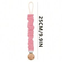 1pc Baby Infant Crinkly Fabric Stylish Print Pacifier Clip And Wooden 3-Slot Pacifier Holder, For Daily Use - Multicolor - View 10