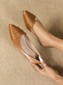 Women's Fashion Versatile Comfortable Flat Slip On Pointed Toe Shoes, Suitable For Dresses, All Seasons - Orange - View 2
