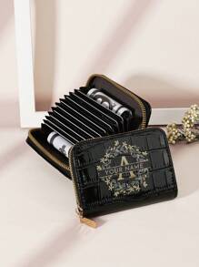 Ví ngắn họa tiết hoa cá sấu có thể tùy chỉnh, đựng thẻ đa năng, quà tặng cho ngày lễ tình nhân, ngày của mẹ, sinh nhật, ví và túi xách cho phụ nữ - màu đen - Xem 7