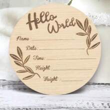 1 tấm thẻ/album ghi chép quá trình phát triển của bé bằng gỗ tùy chỉnh, đạo cụ chụp ảnh trẻ sơ sinh Hello World, miếng gỗ tự nhiên, kích thước: 10x10cm/3,94in hoặc 15x15cm/5,91in - màu gỗ - Xem 3