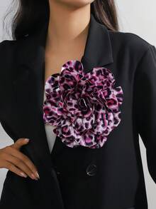 1 chiếc trâm cài áo hoa hồng họa tiết báo hoa cổ điển thủ công, kẹp ghim áo len/áo khoác độc đáo dành cho phụ nữ, phụ kiện đội đầu thời trang đa năng cho trang phục hàng ngày/váy dài - Nhiều màu sắc có sẵn - Màu tím - Xem 1