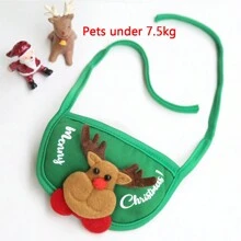 圣诞节狗和猫宠物圣诞树帽子、围兜、围巾、泰迪熊/斗牛犬秋冬服装 - 彩色 - 查看 4