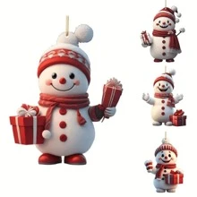 4pcs Cute Snowman Ornaments, New Year, Tree Decor, Valentine's Day, Birthday, Wedding, Celebration 2D Acrylic Hanging Decoration - Multicolor - View 3