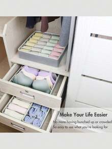 升级版内衣柜收纳盒，6 件胸罩收纳盒，内衣袜子收纳盒，内衣和衣物收纳盒 - 彩色 - 查看 2