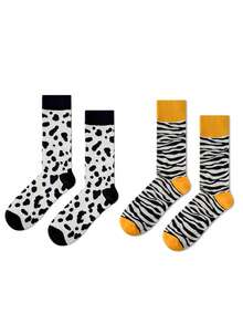 2 đôi tất dài đến giữa bắp chân thời trang và đa năng dành cho nam và nữ, phù hợp với mọi mùa - Nhiều màu - Xem 3