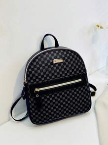 Adjustable Strap Work Backpack, Zipper Commuter Purse - Black - View 5