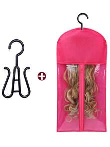 6 件装假发袋接发架假发收纳架可装多个假发接发衣架接发收纳袋假发收纳盒可装多个假发 - 黑色 - 查看 14