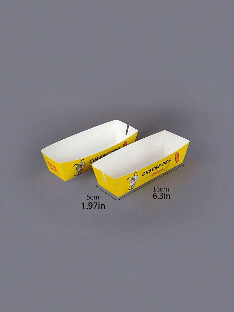 10/15/20pcs,Cheese-Lacy Hot Dog Bar Box Take-Away Hot Dog Box Rectangular Boat Box Egg Sausage Box - Multicolor - View 9