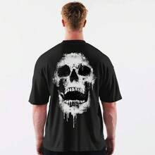 Skull T-Shirt Gym Academia Maromba Art Rock Street Streetwear Unisex T-Shirt Male Female 100% Cotton Premium Top Streetwear New Release Fast Shipping Various Colors!! Plus Size - 黑色 - 查看 1