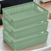 Kit 3 Stackable Plastic Organizer Baskets 2 Liters Kitchen Bathroom Kitchen - Mint Green - View 1