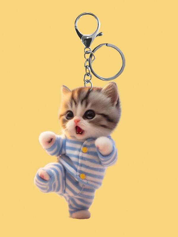 1pc Casual Cute Cat Pattern Keychain, 2D Acrylic Design Decor, Adorable Style Gift For Women, Charming Accessory, Backpack Pendant, Car Hanging Ornament Car Accessories Bag Charm School Letter Goth Y2k