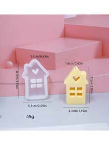 1pc跨境多尺寸烟囱心形房子硅胶蜡烛模具DIY 3D房屋装饰香薰石硅胶模具 - 白色 - 查看 2