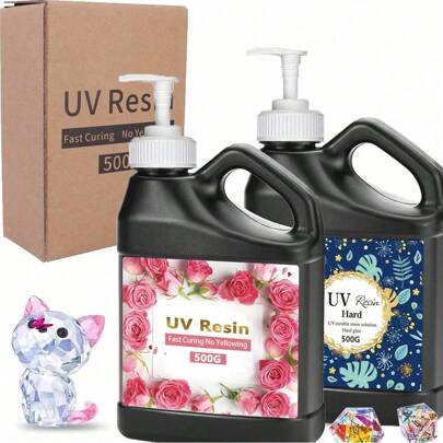 500g/1000g 新型环氧艺术树脂套装，压型 - 新型配方透明硬型粘合剂，适用于 DIY 珠宝和手工艺品铸造