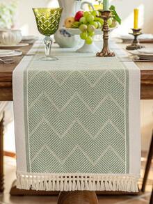 1 件桌旗，防水材料，带流苏，适用于家庭桌面装饰、婚礼、餐厅、客厅 - 冰島綠 - 查看 5