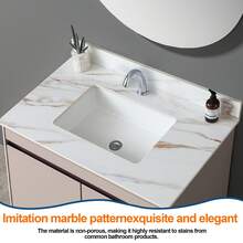 37 Inch Marble Vanity Top, Bathroom Vanity Top With Undermount Rectangular Middle Sink And 4" Height Backsplash, Pre-Drilled Faucet Hole Vanity Top, Single Hole - trắng - Xem 5