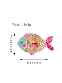 1 kẹp tóc Acrylic hình cá xanh và vàng dễ thương đa năng, kẹp tóc kết hợp động vật đại dương, phụ kiện kẹp tóc thời trang dành cho phụ nữ - Nhiều màu - Xem 2
