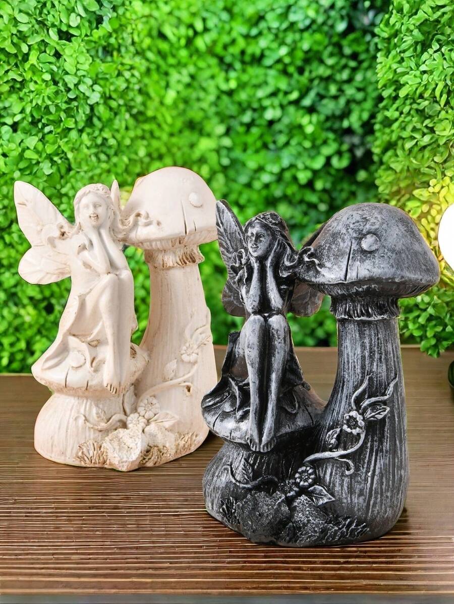 1 件仙女花园雕像，天使雕像户外装饰防水树脂花园雕塑适用于露台庭院草坪门廊艺术装饰装饰品乔迁圣诞生日礼物 - 彩色 - 查看 1