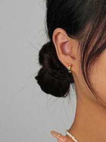 1 Cặp bông tai đính đá Cubic Zirconia nhiều màu bằng bạc Sterling 925 kèm hộp quà tặng, Phụ kiện thời trang sang trọng cho tiệc tùng/hẹn hò, đa năng cho các cô gái - Vàng - Xem 1