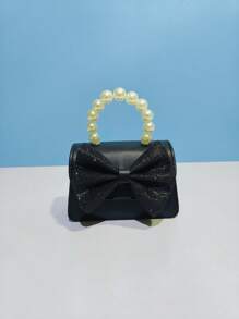 兒童時尚新款珍珠手提包，節日禮物PU皮手提蝴蝶結時尚公主迷你手袋，小錢包，迷你肩袋 - 均碼 - 查看 15