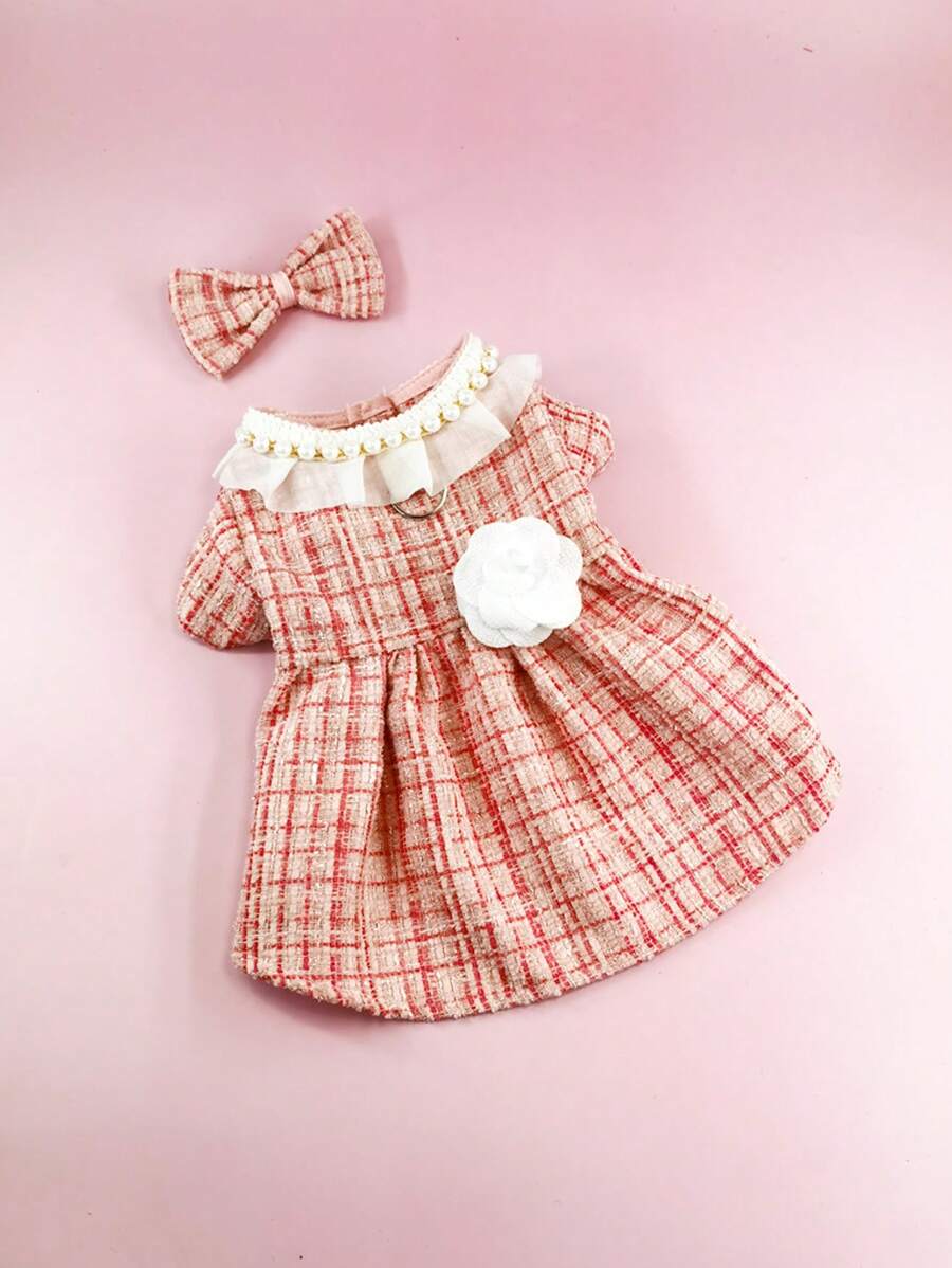 1 件宠物保暖彼得潘领加厚白色连衣裙套装 - 彩色 - 查看 1