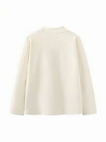 mini bala 2024 Autumn Unisex Young Girl' Soft Turtleneck Long Sleeve T-Shirt - Milky White - View 5