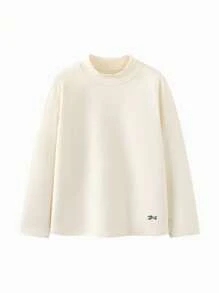 mini bala 2024 Autumn Unisex Young Girl' Soft Turtleneck Long Sleeve T-Shirt - Milky White - View 4