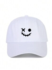 男女通用街头风格趣味笑脸图案印花棒球帽，可调节户外遮阳帽，休闲运动帽，适合日常通勤 - 彩色 - 查看 8