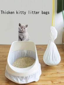一次性猫砂袋、无尘宽松垃圾袋、抽绳便携式猫砂盆袋、加厚猫砂盆内衬袋 - 白色 - 查看 1