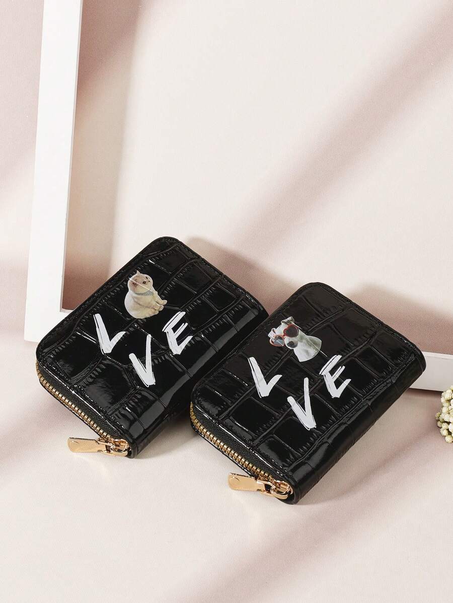 Customized Crocodile Print Letter Flower Design MultiCard Position