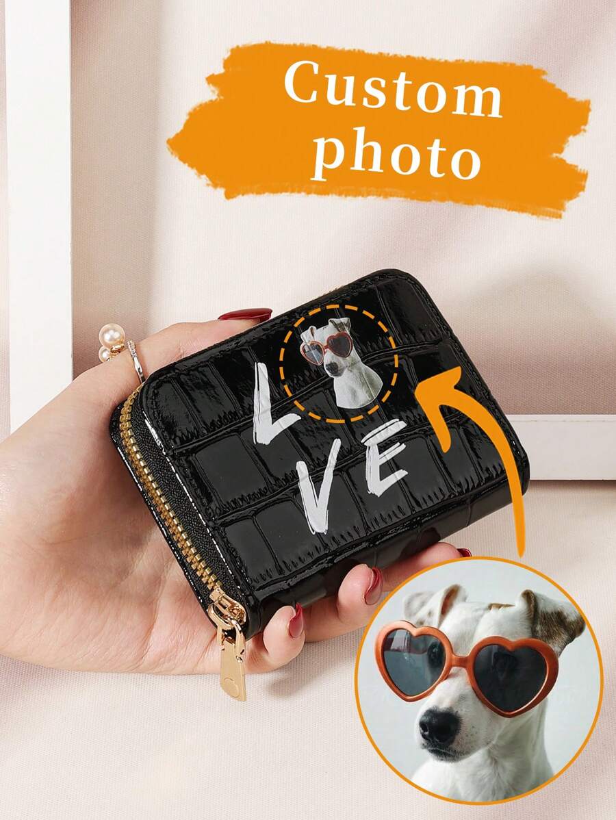 Customized Crocodile Print Letter Flower Design MultiCard Position