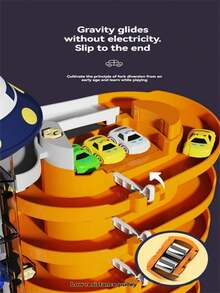 Juego de Set de Pista de Carreras, Estacionamiento y Garaje Educativo para Niños (Colores Aleatorios para el Coche, Piezas de Carretera y Pegatinas) - Multicolor - Ver 9