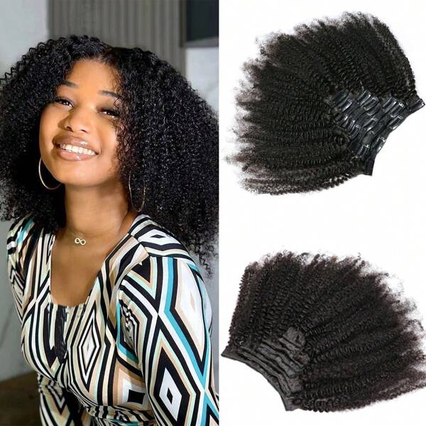 Afro Kinky Curly Clip In Hair Extension 9A Cabelo Humano Brasileiro 4B 4C Afro Curly Clip In Hair Extension Para Mulheres Afro Coily Hair Clip On Hair Extension Para Mulheres Cabelo Humano Real Clip In Hair Extension