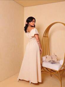 Pink Long Dress With Tie Back - 米色 - 查看 2