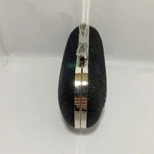 Small Glitter Clutches Party Bag With Bow Closure For Wedding - 黑色 - 查看 2