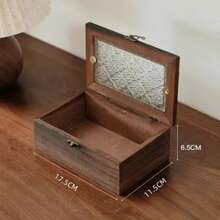 1 Peça Caixa de Armazenamento de Vidro com Tampa de Madeira Vintage, Organizador de Mesa, Caixa de Exibição e Armazenamento de Joias