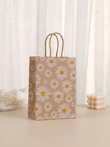 6/10 chiếc Túi quà Daisy, Túi đựng quà tặng tiệc Túi giấy Kraft in, Túi đựng bánh mì nướng Túi đựng đồ mang đi Túi mua sắm - Nhiều màu - Xem 4