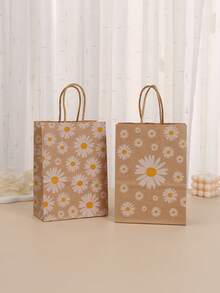 6/10 chiếc Túi quà Daisy, Túi đựng quà tặng tiệc Túi giấy Kraft in, Túi đựng bánh mì nướng Túi đựng đồ mang đi Túi mua sắm - Nhiều màu - Xem 1