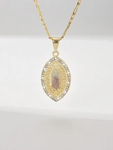 1 chiếc vòng cổ mặt dây chuyền Đức Mẹ Đồng Trinh bằng đồng mạ vàng 14K chạm khắc và sơn với Cubic Zirconia, phong cách Châu Âu thanh lịch, hộp quà tặng lời chúc tốt đẹp nhất, thích hợp cho mẹ, các cặp đôi, bạn bè, trang phục hàng ngày và ngày lễ - vàng vàng - Xem 9